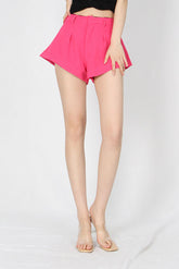 Faltenshorts mit hoher Taille Rosa
