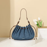 Maillard Special Interest Design Urban Simple Retro Bags Drawstring Contrast Color Irregular Asymmetric Selenodont Bag Underarm Bag