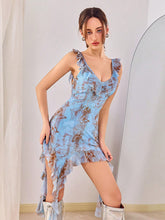 Printed Ruffled Halter Dress