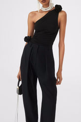 Asymmetrisches, schmales T-Shirt - Schwarz