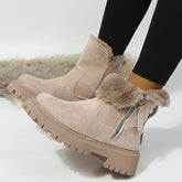 Short Thick Soled round Toe Snow Boots Vintage Fleece-Lined Thickening Thermal Cotton Shoes