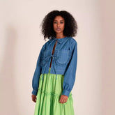 Manteau en jean Street Hipster à manches longues et à lacets