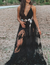 Morgan Formal Flocked Velvet Dress