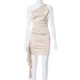 Lennox Formal One Shoulder Satin Mini Dress
