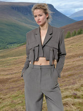 Blazer mit langen Ärmeln und Tasche - Grau