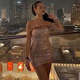 Night Club Sequined Tube Top Short Skirt Slim Hip Bag Dress