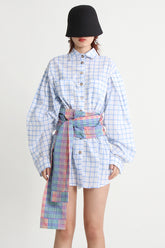 Langärmliges Mini-Hemdkleid mit Schärpen