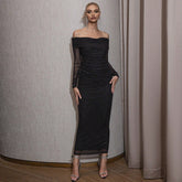 Strapless Long Sleeve Mesh Toast Dress