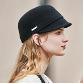 Frühe Rittermütze aus Wolle, Reitermütze, schwarzer Wollhut, Zylinderhut, Reithut