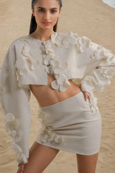 Milchiges Bolero-Set mit Blumenmuster