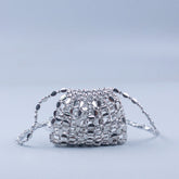 Sac à paillettes rétro brillant tissé à la main en acrylique perlé pour téléphone portable