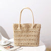 Sac de paille super creux découpé élégant sac fourre-tout tissé à l'épaule sac de plage de vacances sac en rotin tissé