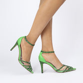 Pumps mit spitzer Zehenpartie und transparentem Obermaterial in Blockfarben mit Stilettoabsatz, 8,5 cm