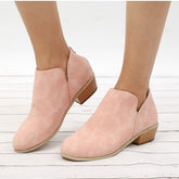 Plus Size Thick Heel Thin Ankle Boots Solid Color Pointed Toe Back Zipper Low Heel Shoes