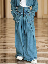 Vintage-Jeanshose mit hoher Taille für den Herbst