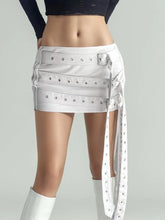 Hollow Ribbon High Waist Zipped Skirt