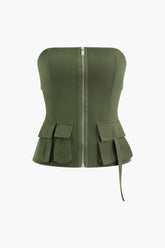 Trägerloses Top mit Reißverschluss und Klapptasche