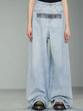 Embroidered Retro Wide Leg High Waist Denim Pants