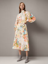 Printing Belt Puff Sleeve Dresses
