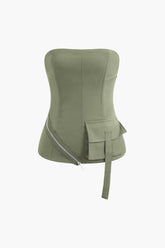 Trägerloses Top mit Reißverschluss und Klapptasche