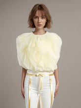 Spliced Ruffle Edge Sleeveless Blouse