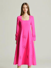 Square Long Sleeve Floral Maxi Dress