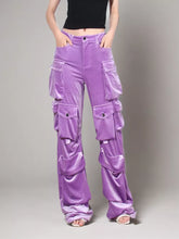 Cargohose mit Taschen für hoch taillierte, gespleißte Samthosen