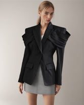 Blazer mit plissiertem Patchwork-Muster
