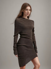 Slimming Pullover Dresses For Diagonal Collar Long Sleeves