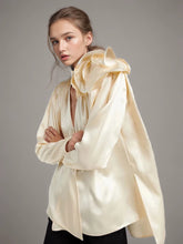 Floral V Neck Vintage Champagne Blouse