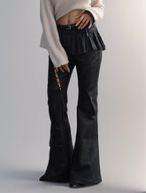 Schlankmachende Schlaghose mit Taschen und gespleißtem Reißverschluss