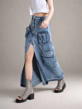 Pockets Split Denim Long Skirts