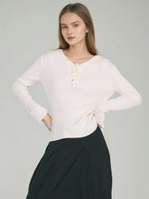 V Neck Tie Long Sleeve Knitted Pullover Sweater