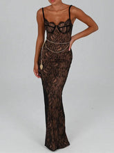 Robe longue moulante dos nu Harlow