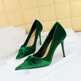 Pointed-Toe Bow High Heels