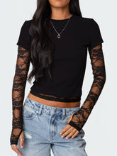 Lace Sleeves With Two Round-Neck T-Shirts
