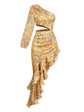 Robe longue asymétrique à volants Madison