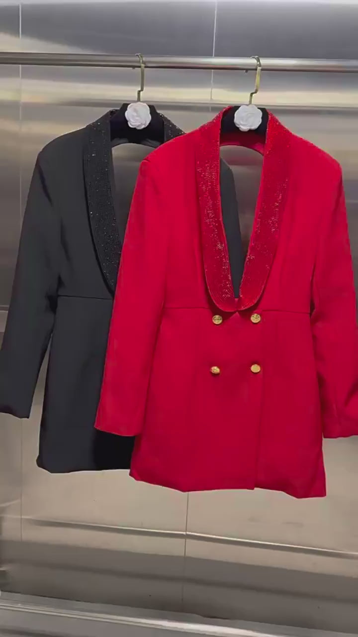 Embellished Backless Blazer Dress