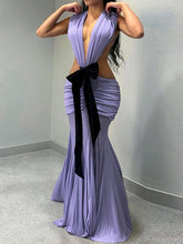 Robe longue moulante dos nu Reyna