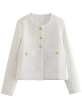 Tweed-Jackenmantel mit Taschen in Ruby