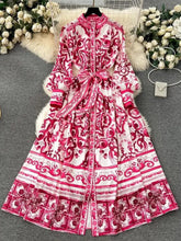 Robe longue à ceinture et boutonnage simple Serenity