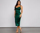 Maya Cowl Neck Satin Formal Dress