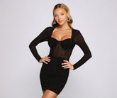 Mini-robe en maille transparente avec strass Marissa