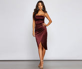 Margaret – Formelles Midi-Wickelkleid aus Satin