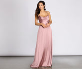 Tierra A-Linien-Kleid aus Satin mit Wasserfallausschnitt