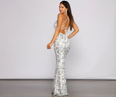 Taisia Formal Sequin Scroll Dress