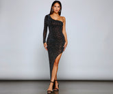 Robe formelle asymétrique Emani en pierre de chaleur