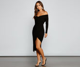 Robe fendue sur le côté à épaules dénudées Ella