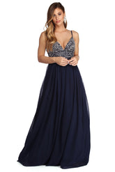 Robe de soirée en mousseline de soie avec perles