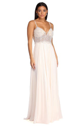 Robe de soirée en mousseline de soie avec perles Gracelyn
